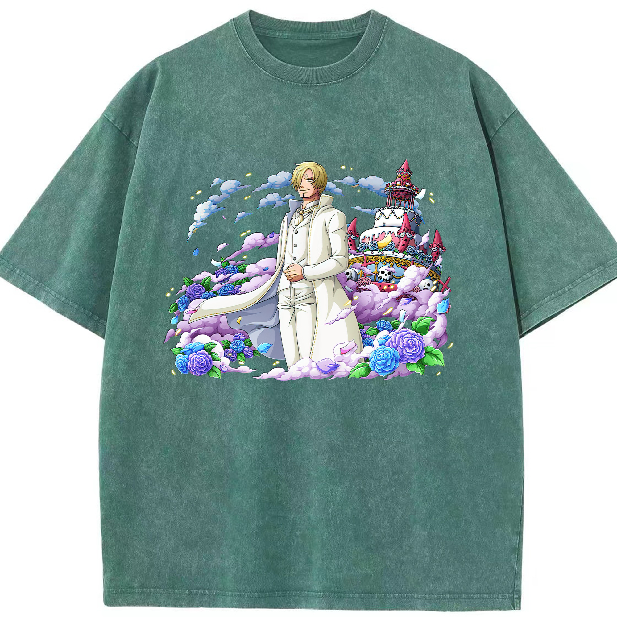 ワンピース サンジ ONE PIECE Sanji 綿100% ヴィンテージ風 半袖Tシャツ（フロントプリント）